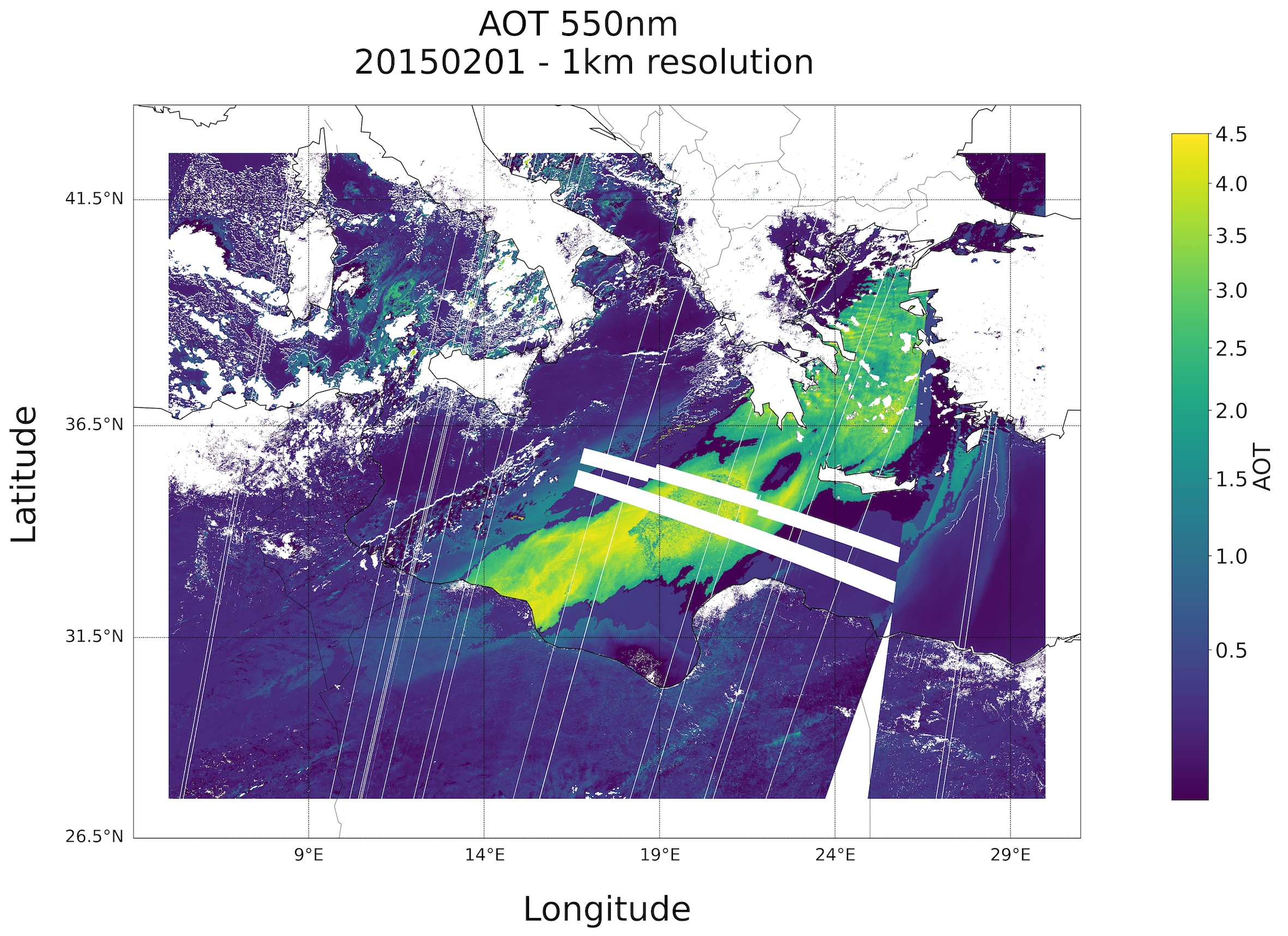 1 km resolution aerosol optical thickness retrieved from PROBA-V